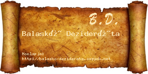 Balaskó Dezideráta névjegykártya